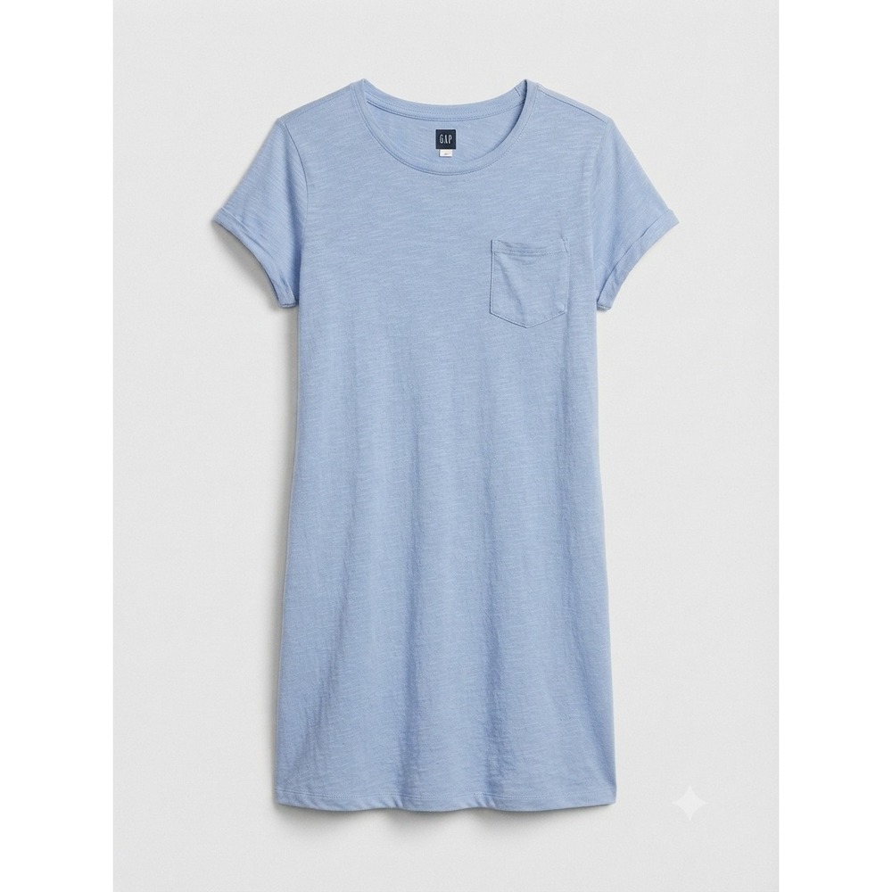 Gap Womens Periwinkle Minimalist Cotton Short Sleeve Pocket T-Shirt Mini Dress S